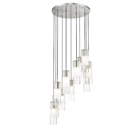 Z-Lite Alton Chandelier, 11-Light, 24 In.W x 14.25 In.H, Brushed Nickel/Clear+Frosted 824P-11R-BN